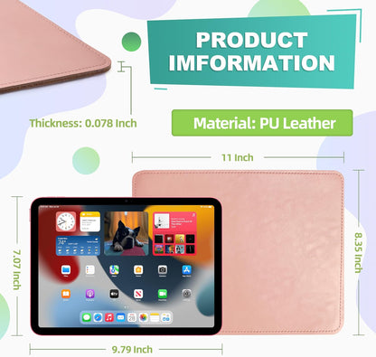 Mouse Pad, PU Mouse Pad，Leather Mouse Pad with Stitched Edge Micro-Fiber Base with Non-Slip Waterproof，Mouse Pad for Computers，Laptop, 8X11Inch (Light Pink)