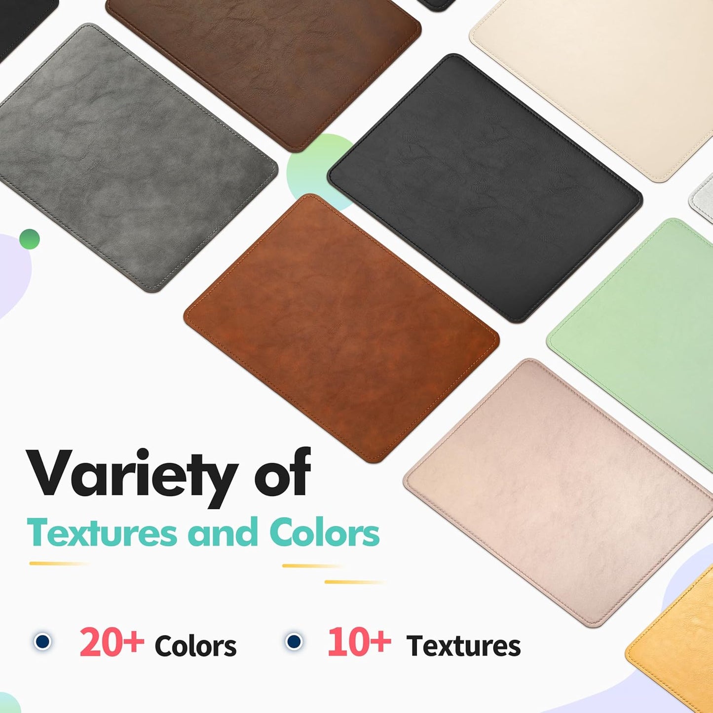 Mouse Pad, PU Mouse Pad，Leather Mouse Pad with Stitched Edge Micro-Fiber Base with Non-Slip Waterproof，Mouse Pad for Computers，Laptop, 8X11Inch (Light Pink)