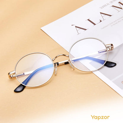 Blue Light Blocking Glasses for Women Men Metal Frame round anti Blue Light Computer Gaming Glasses Non-Prescription