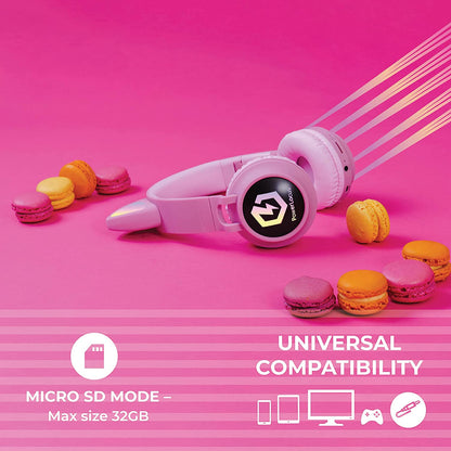 Kids Cat Ear Headphones, Bluetooth 5.3 Wireless, LED Lights, Safe Volume Limit, Micro SD/TF, for Ipad, Tablet, Travel (Pink)