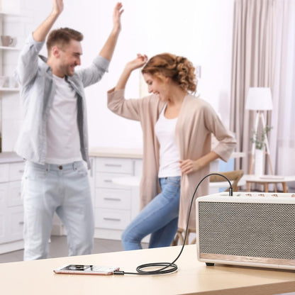 3.5Mm Aux Cable (9.8Ft/3M) Hi-Fi Sound Nylon Braided Auxiliary Audio Cable Adapter Male to Male AUX Cord for Headphones, Car, Home Stereos, Speaker, Iphone, Ipad, Ipod, Echo & More Black